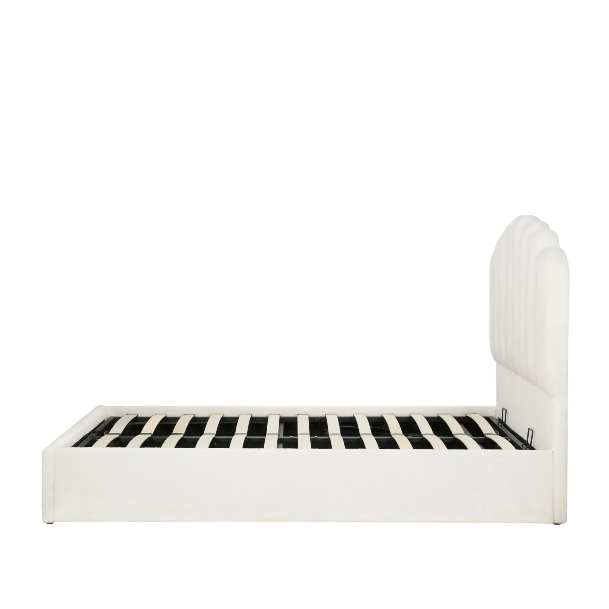 Monaco Ottoman Storage Bed - White, Fabric