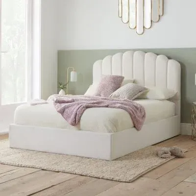 Monaco Ottoman Storage Bed - White, Fabric