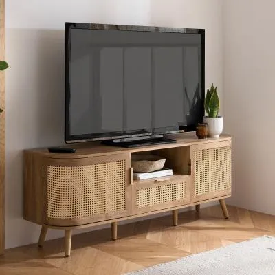 Noah Curved 150cm TV Unit - Natural, Oak