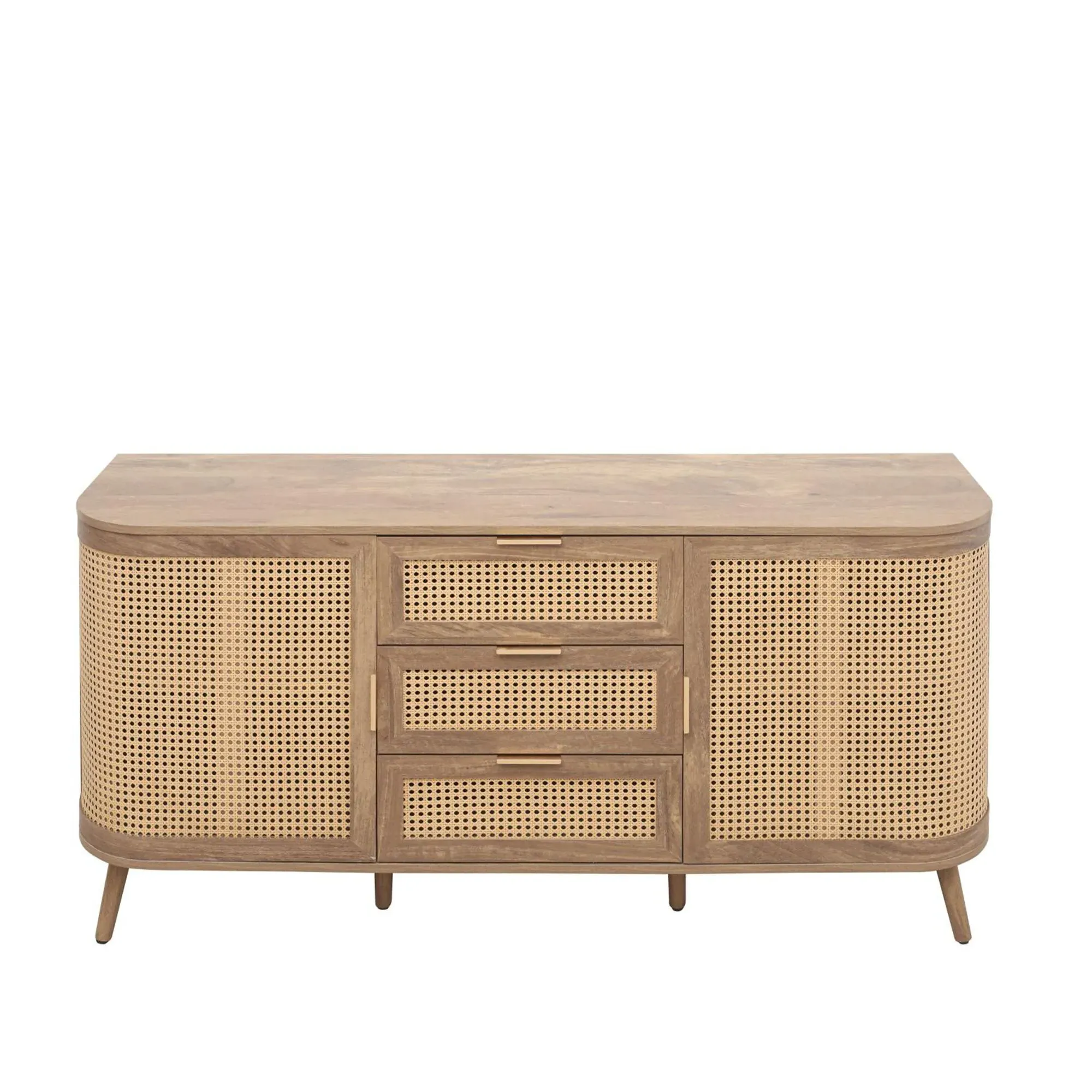 Noah Oak and Rattan Curved Medium Sideboard - Natural