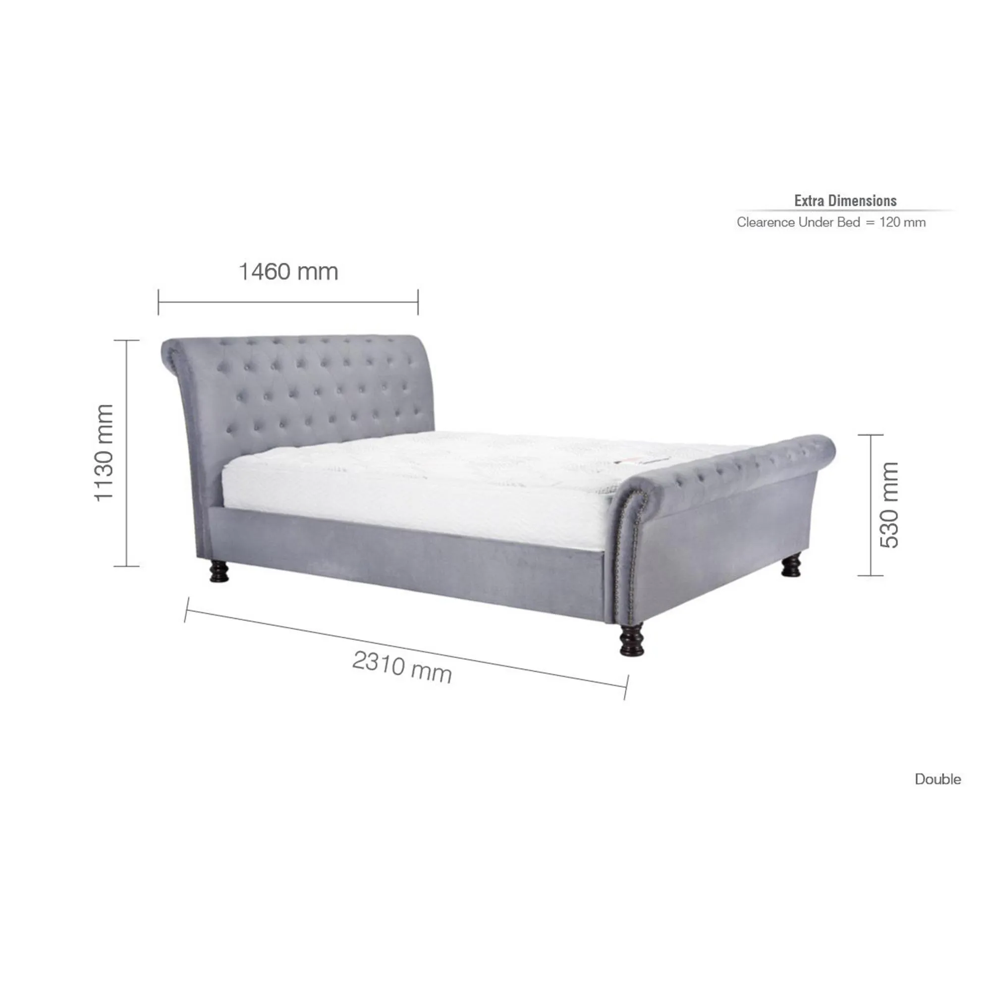 Opulence Fabric Bed - Grey