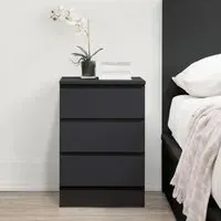 Oslo 3 Drawer Bedside Cabinet - Black