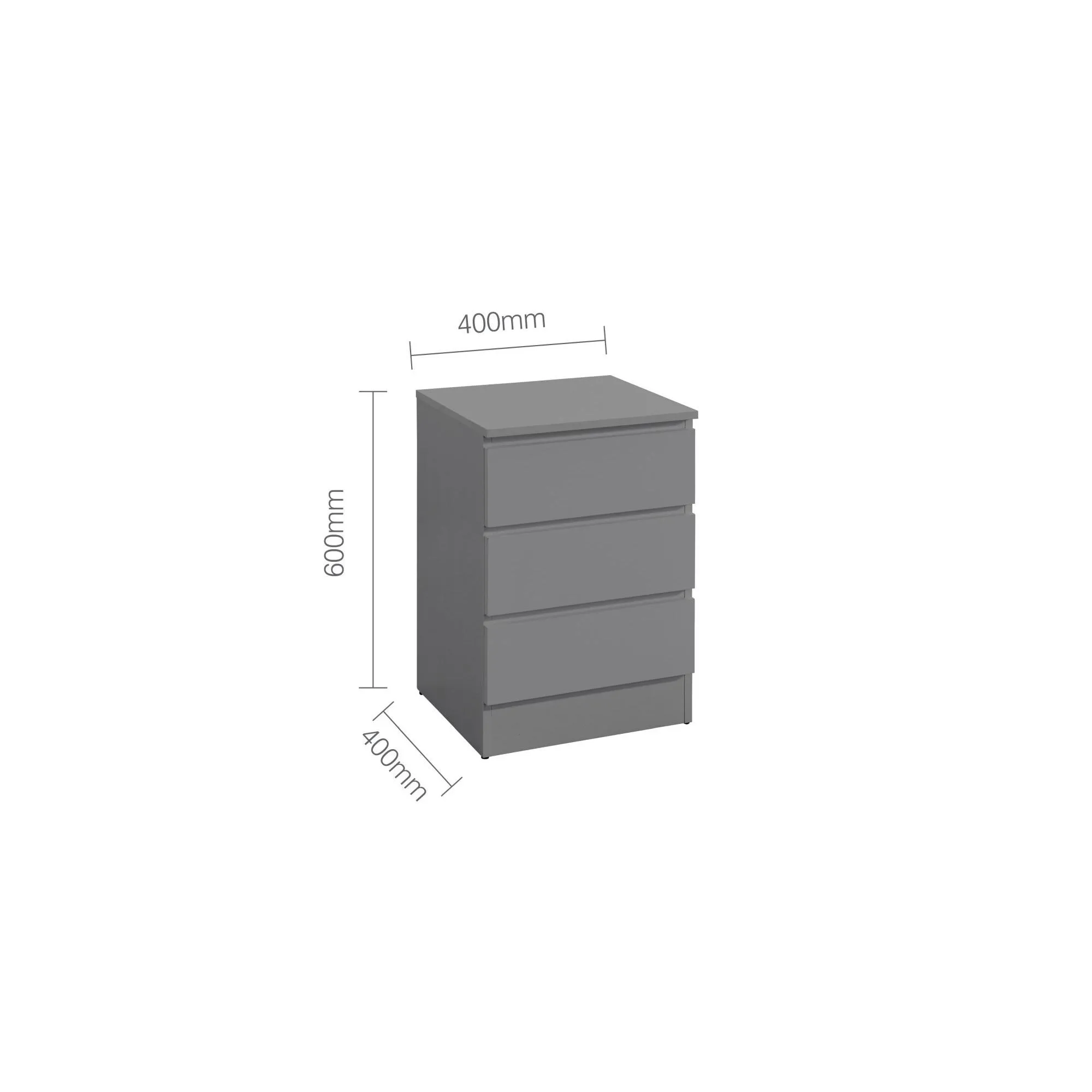 Oslo 3 Drawer Bedside Cabinet - Grey