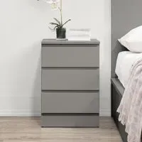 Oslo 3 Drawer Bedside Cabinet - Grey
