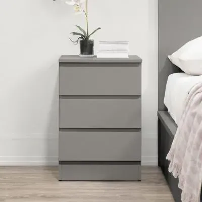 Oslo 3 Drawer Bedside Cabinet - Grey