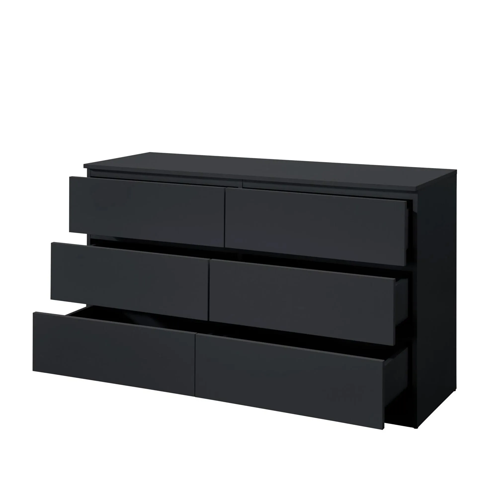 Oslo 6 Drawer Wide Chest - Black