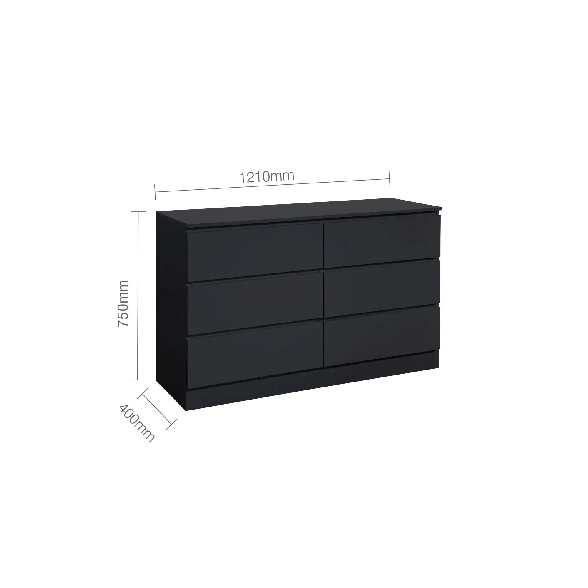 Oslo 6 Drawer Wide Chest - Black