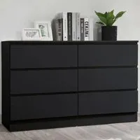 Oslo 6 Drawer Wide Chest - Black