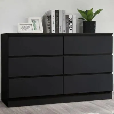 Oslo 6 Drawer Wide Chest - Black image