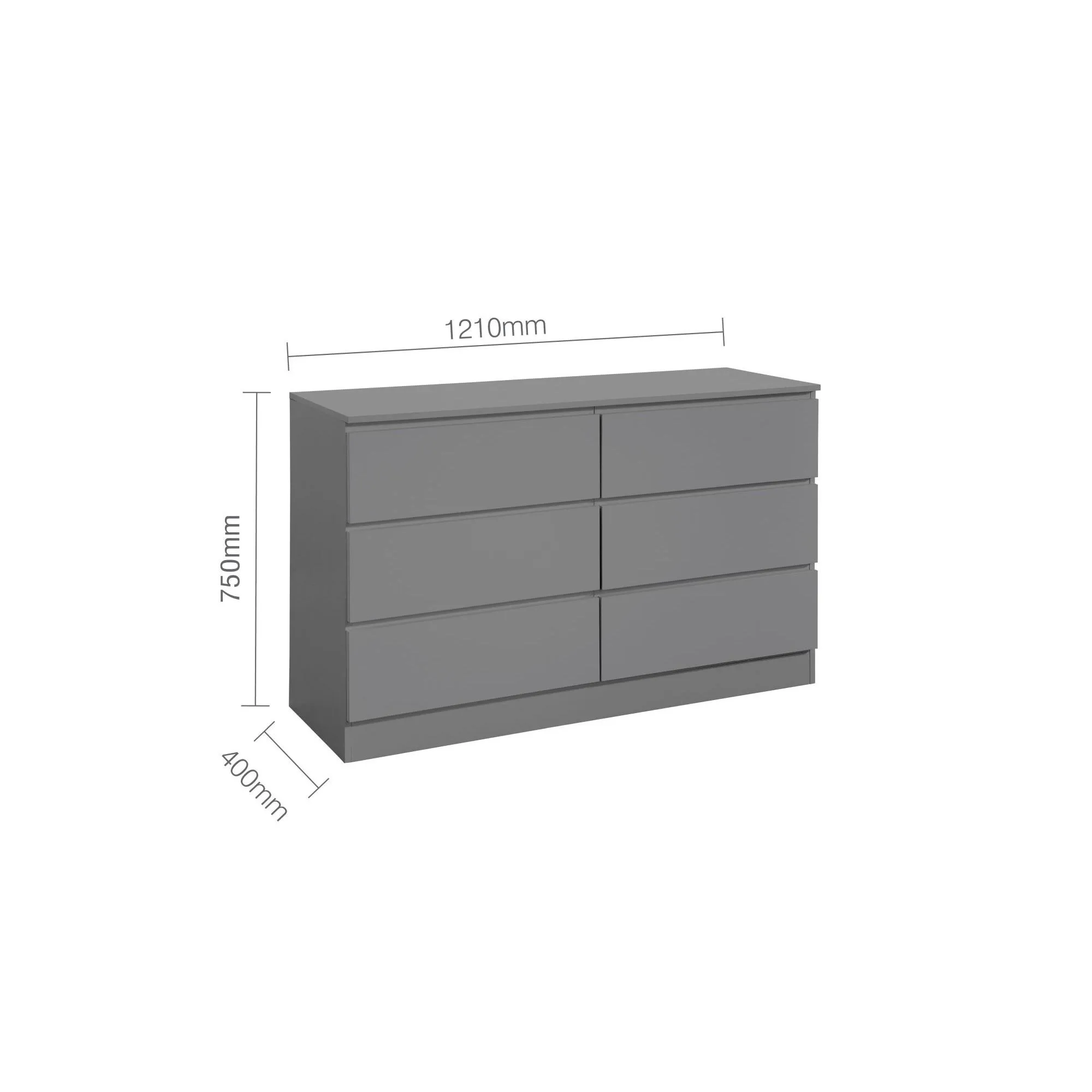Oslo 6 Drawer Wide Chest - Grey