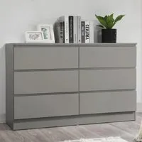 Oslo 6 Drawer Wide Chest - Grey