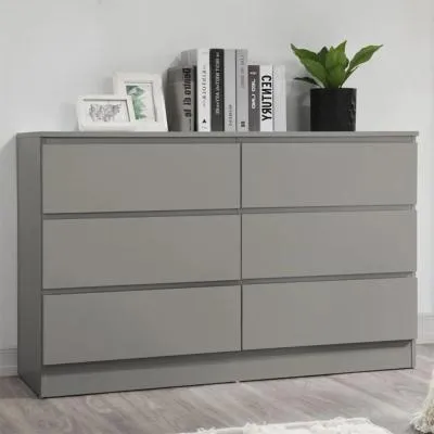 Oslo 6 Drawer Wide Chest - Grey