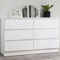 Oslo 6 Drawer Wide Chest - White