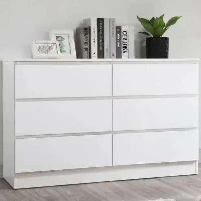Oslo 6 Drawer Wide Chest - White