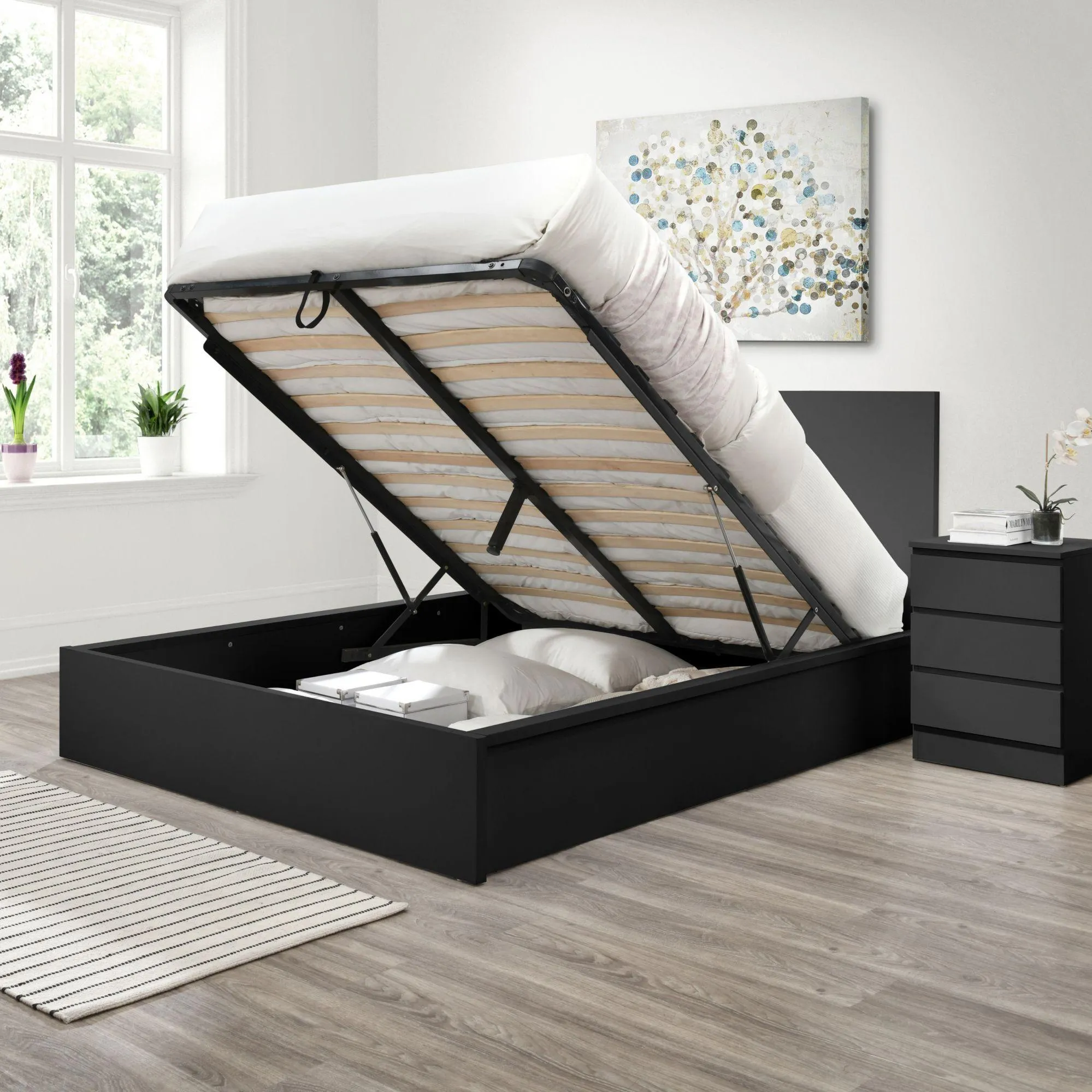 Oslo Ottoman Storage Bed - Black