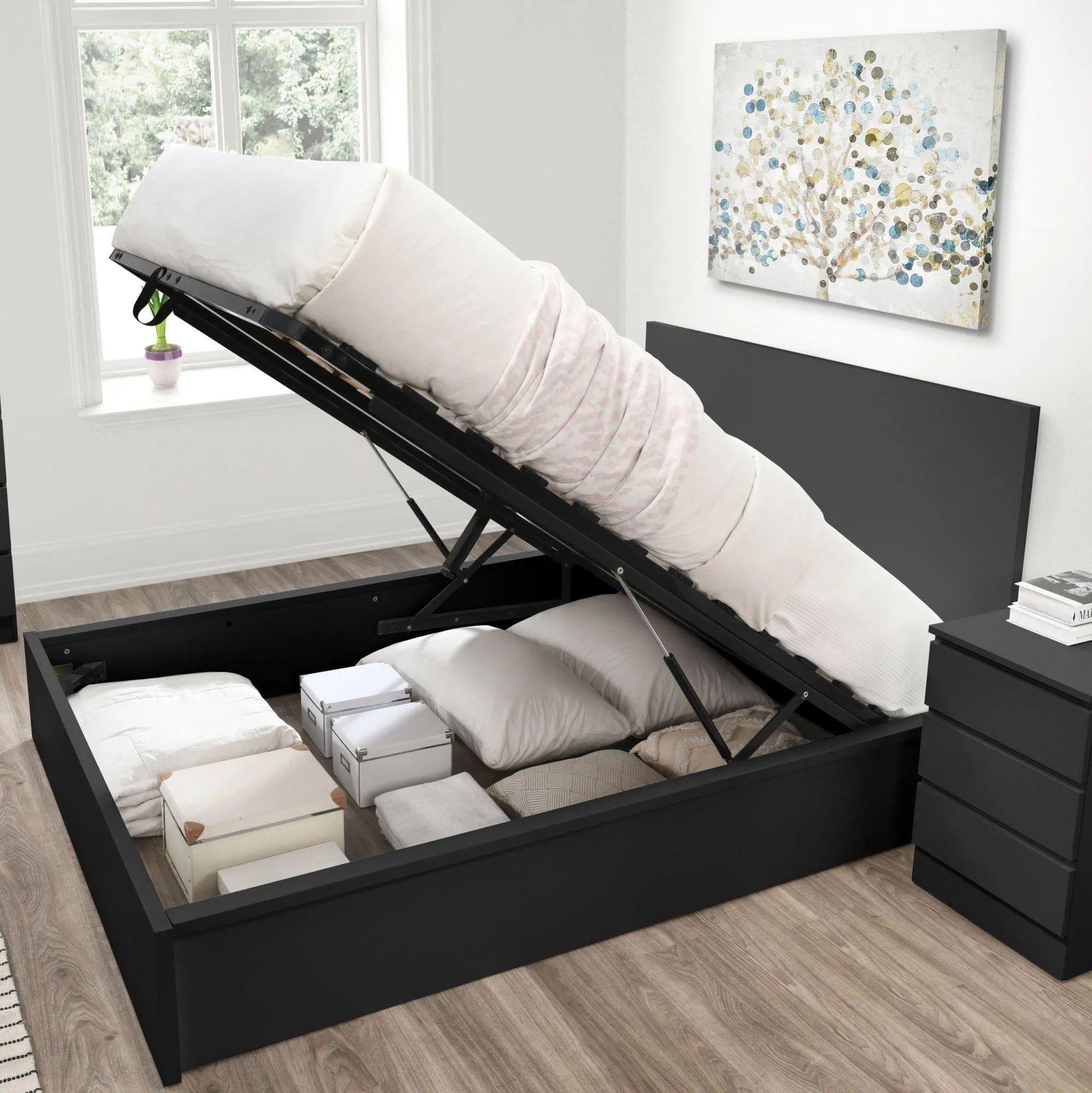 Oslo Ottoman Storage Bed - Black