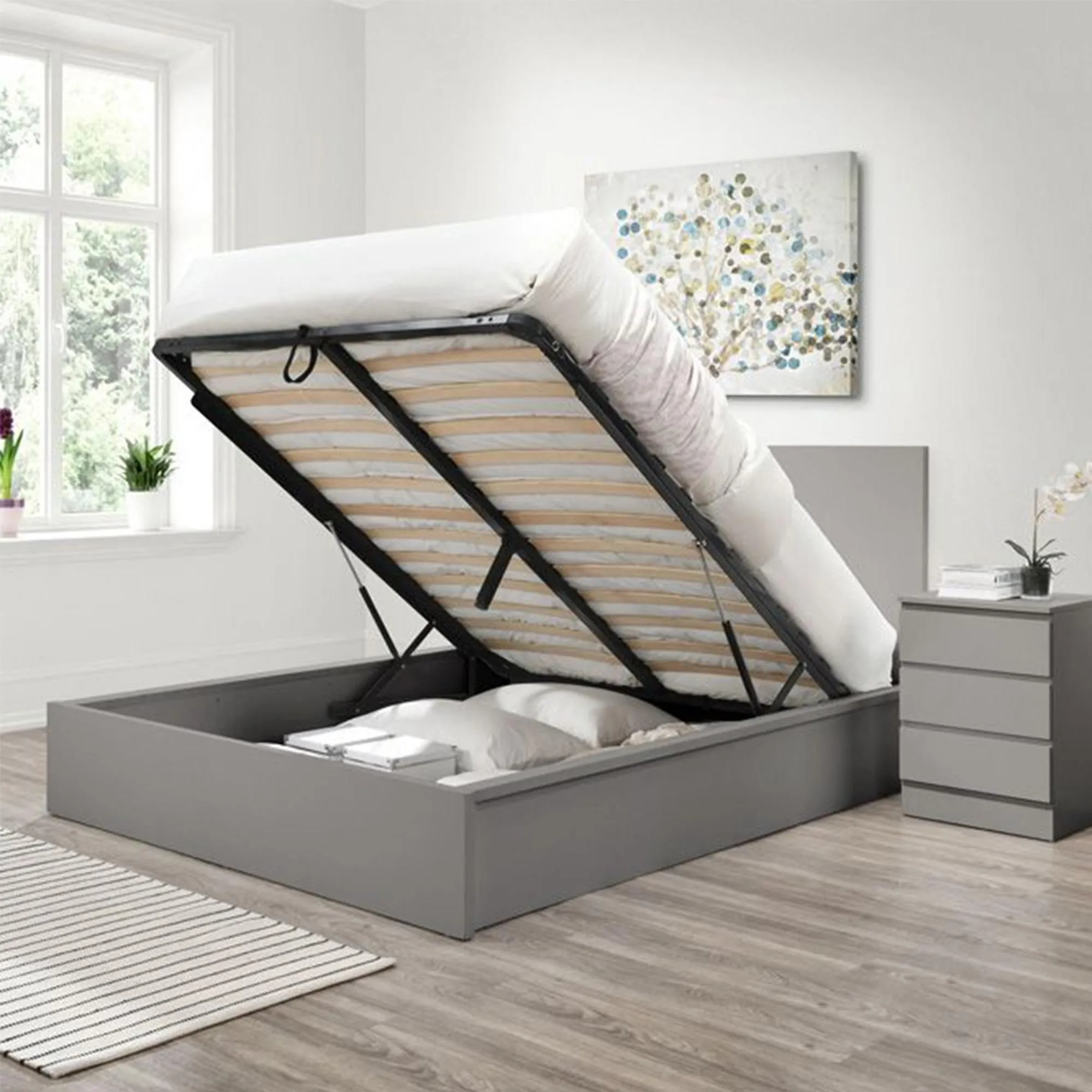 Oslo Ottoman Storage Bed - Grey