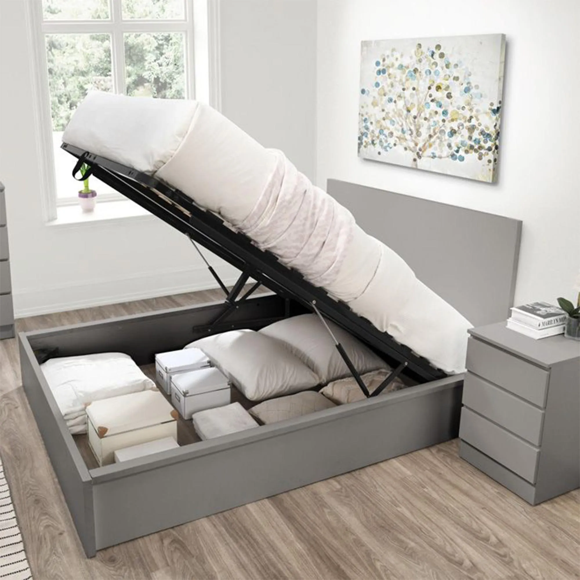 Oslo Ottoman Storage Bed - Grey