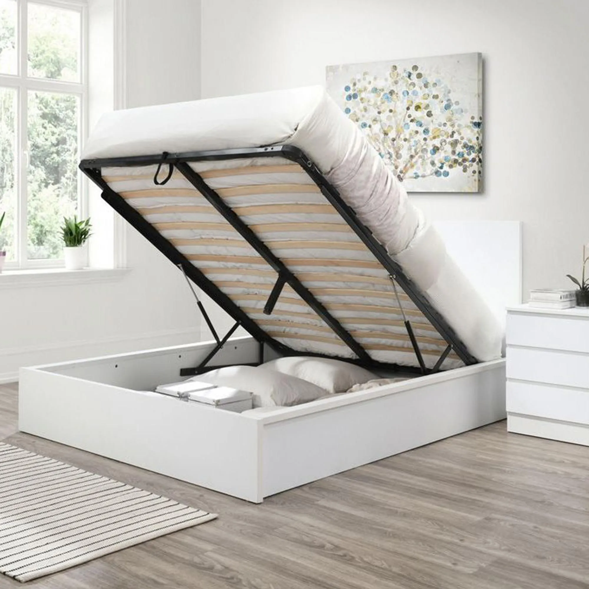 Oslo Ottoman Storage Bed - White