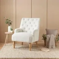 Padstow Highback Armchair - White, Fabric