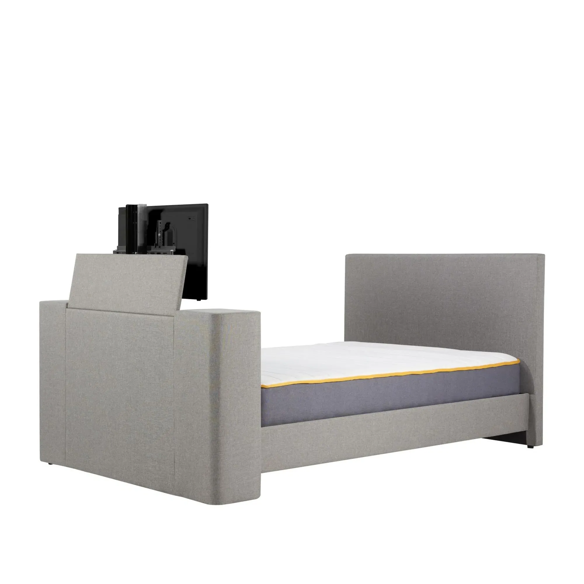 Plaza TV Bed Frame - Grey, Fabric