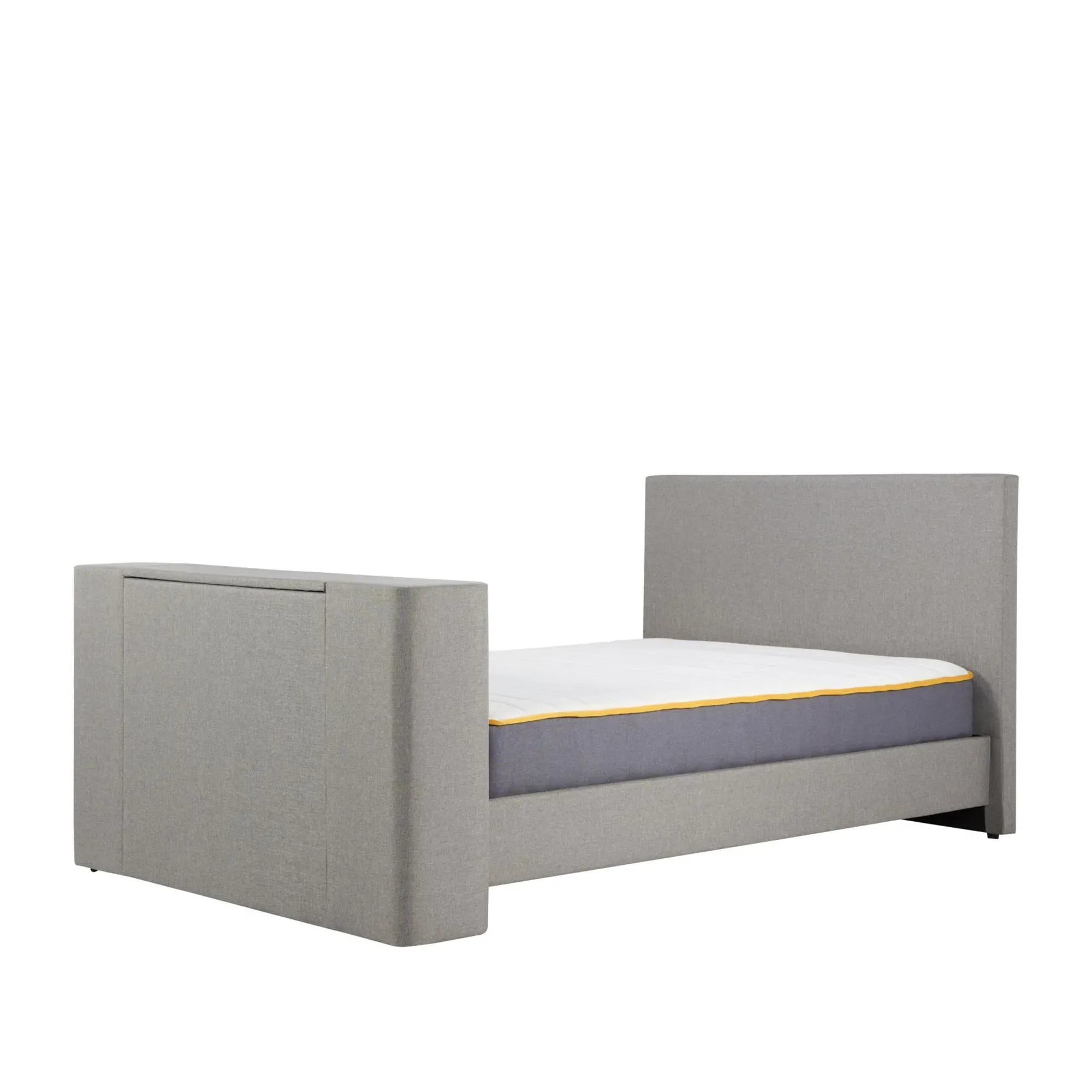 Plaza TV Bed Frame - Grey, Fabric