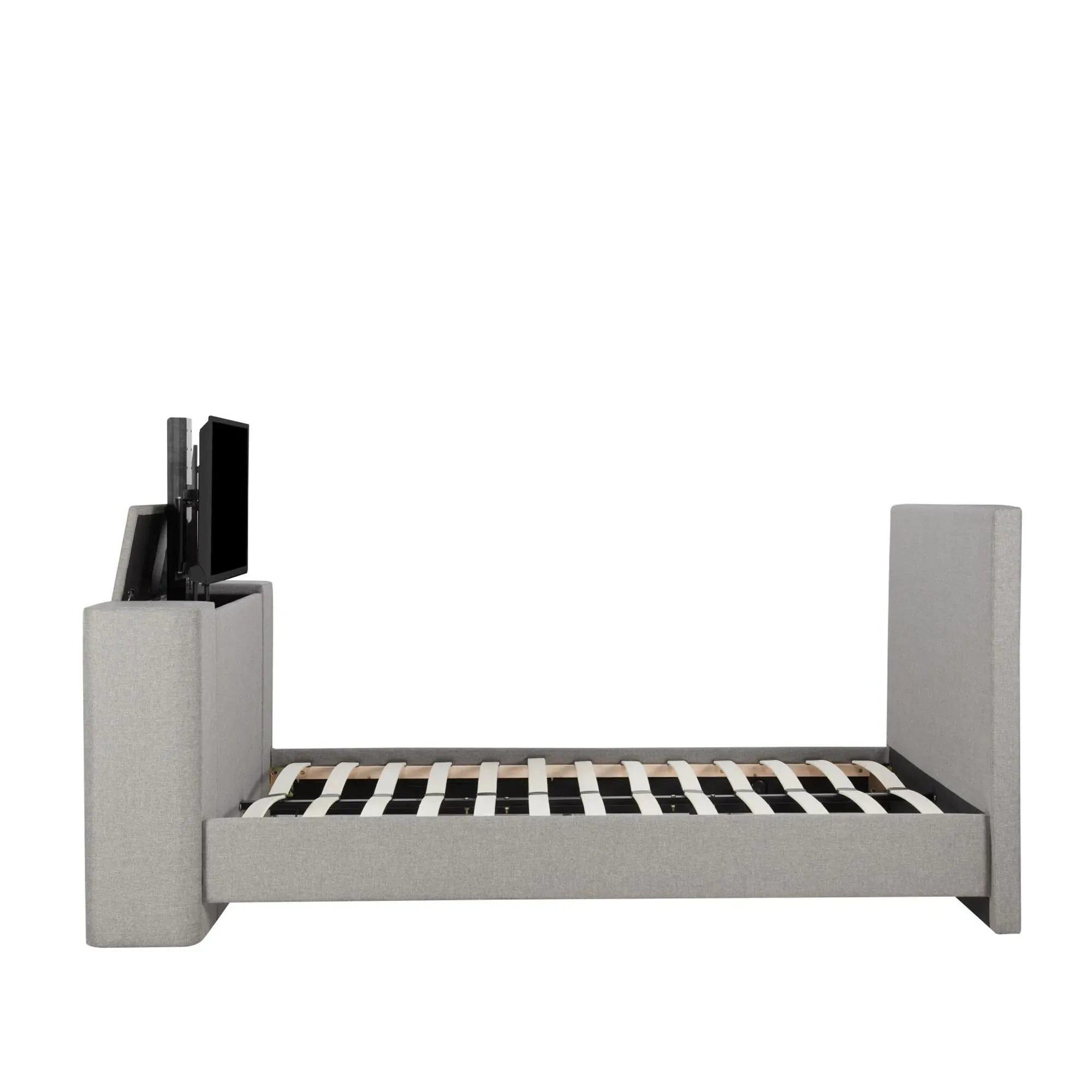 Plaza TV Bed Frame - Grey, Fabric