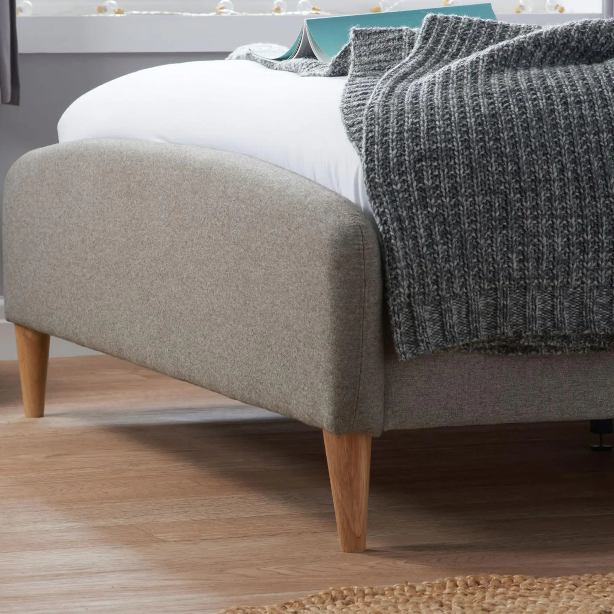 Quebec Bed Frame - Grey, Fabric