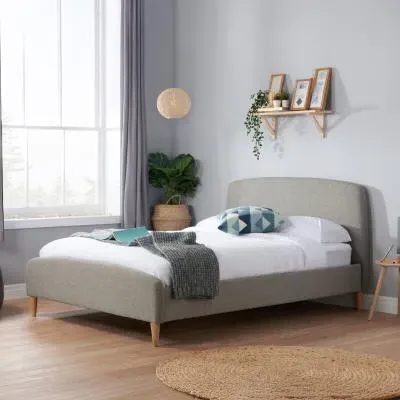 Quebec Bed Frame - Grey, Fabric