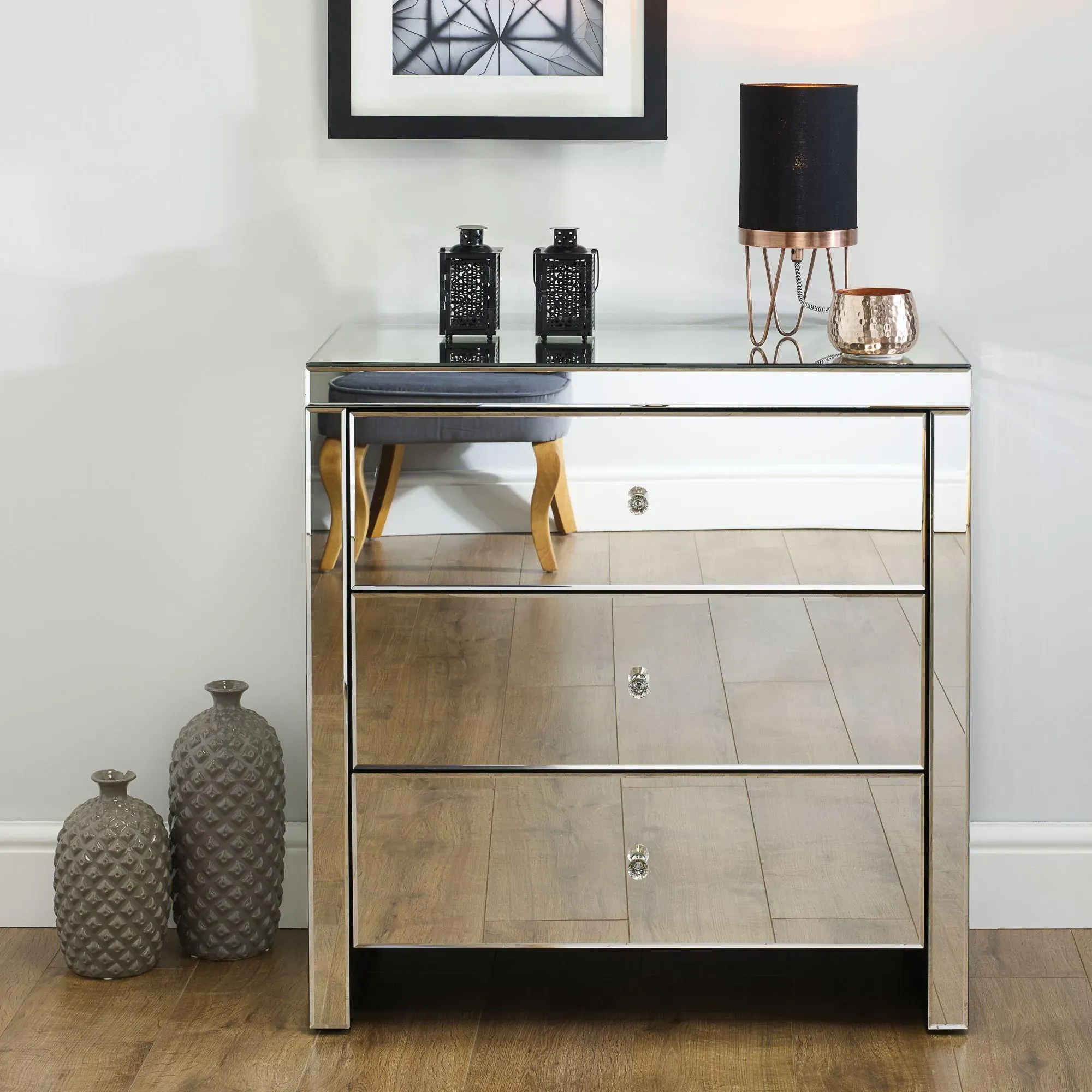 Seville 3 Drawer Chest - Mirrored