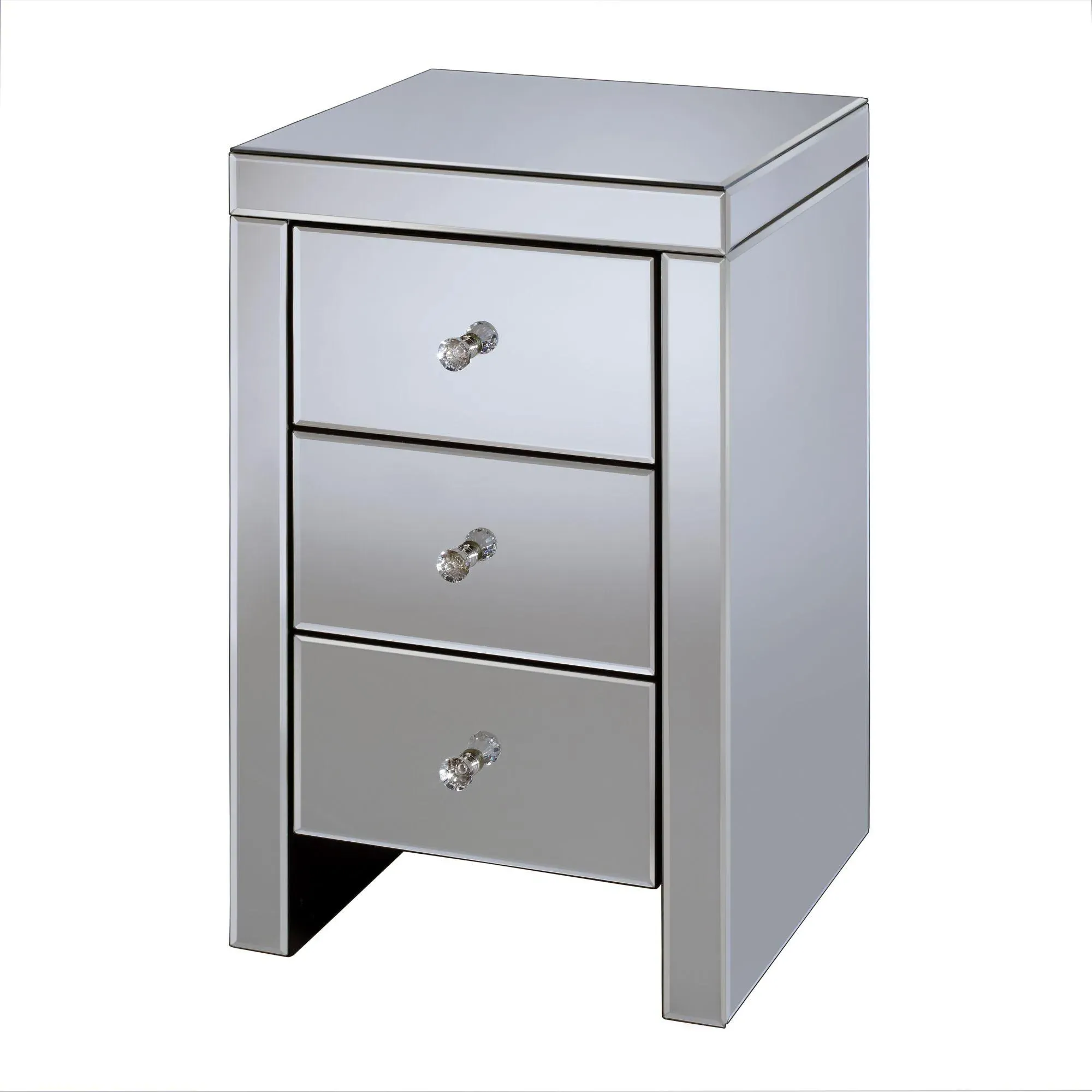 Seville 3 Drawer Narrow Bedside Cabinet - Mirrored