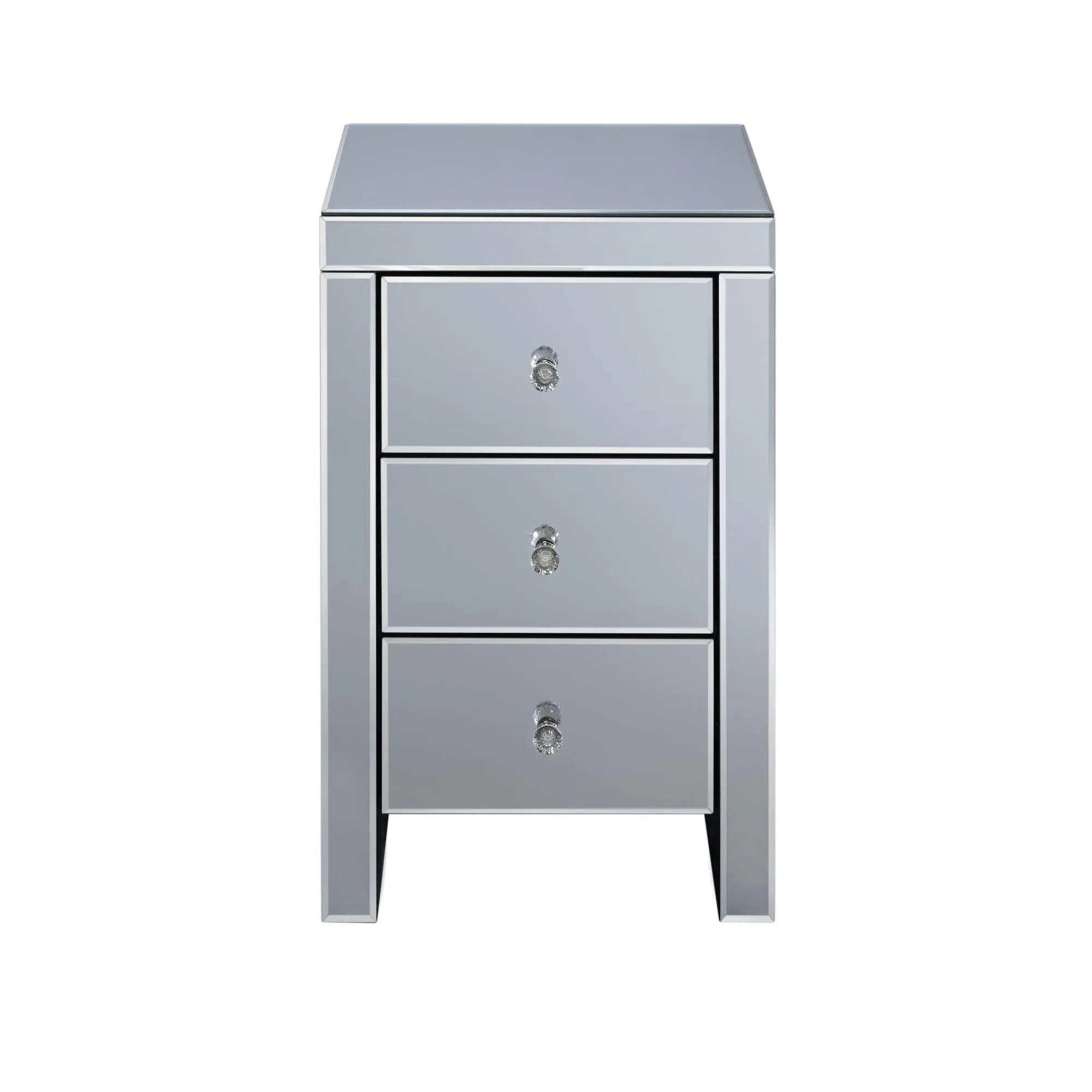Seville 3 Drawer Narrow Bedside Cabinet - Mirrored