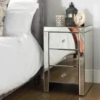 Seville 3 Drawer Narrow Bedside Cabinet - Mirrored
