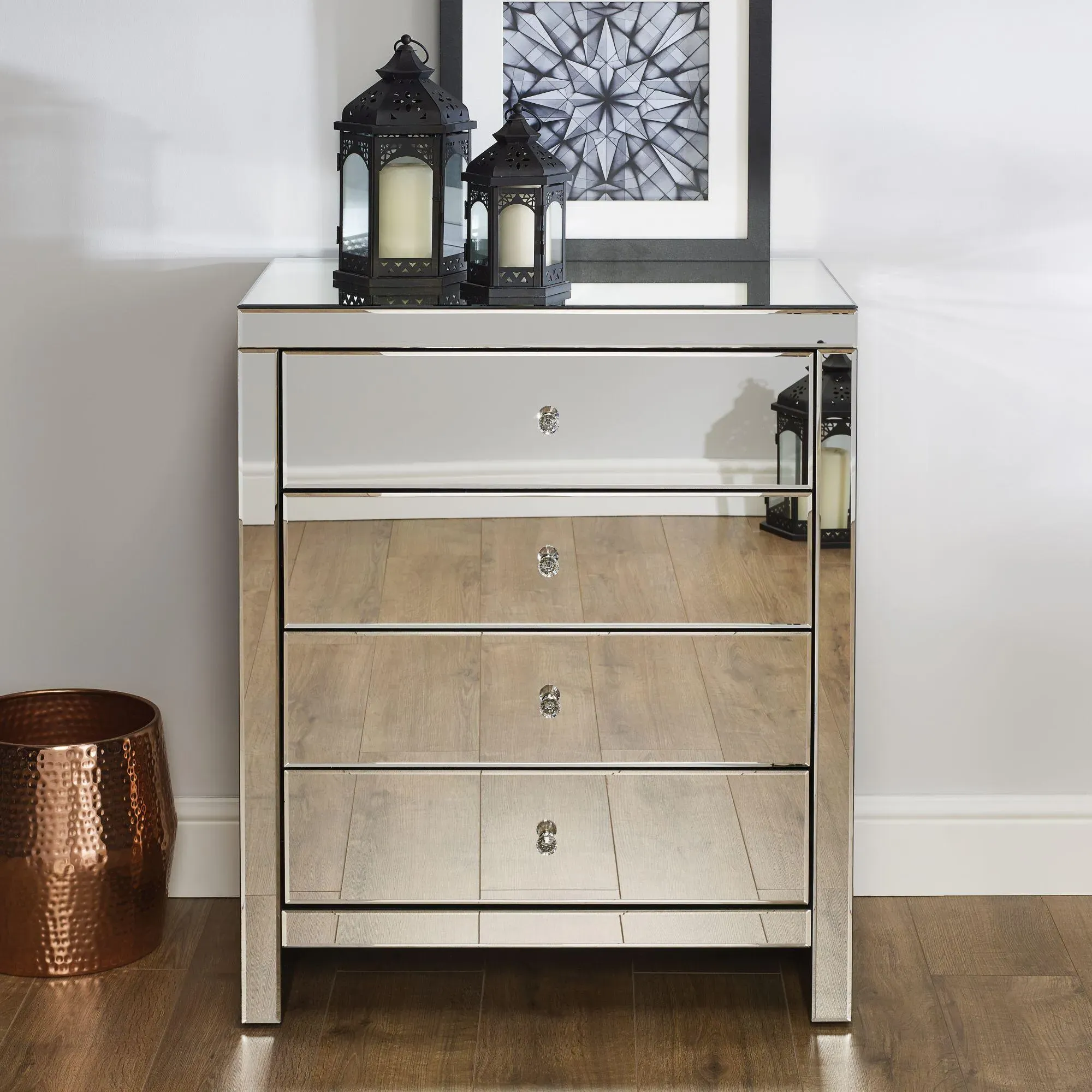 Seville 4 Drawer Chest - Mirrored