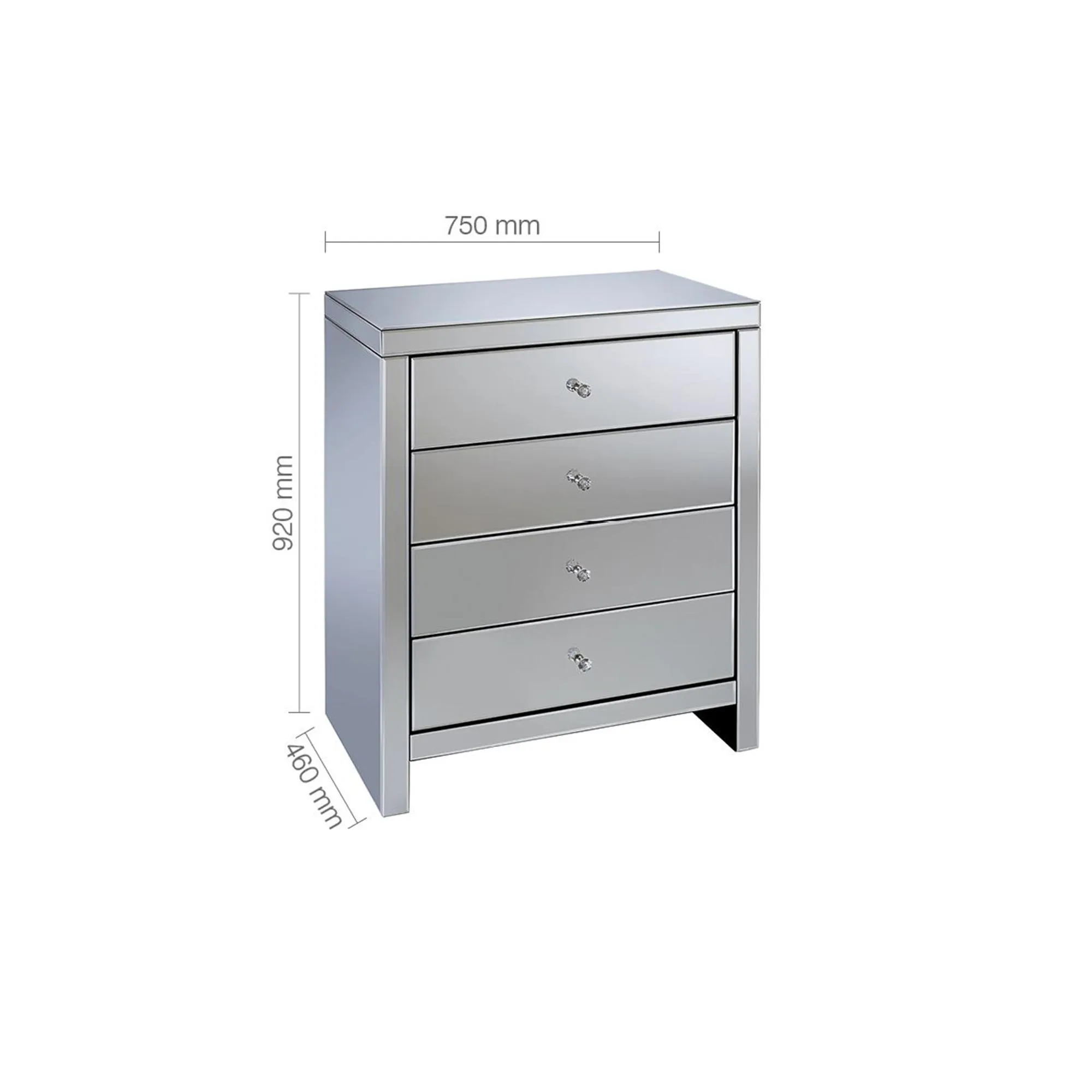 Seville 4 Drawer Chest - Mirrored