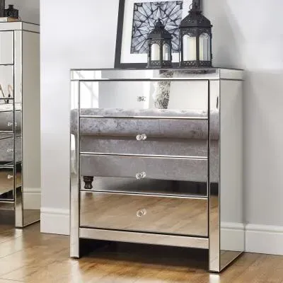 Seville 4 Drawer Chest - Mirrored