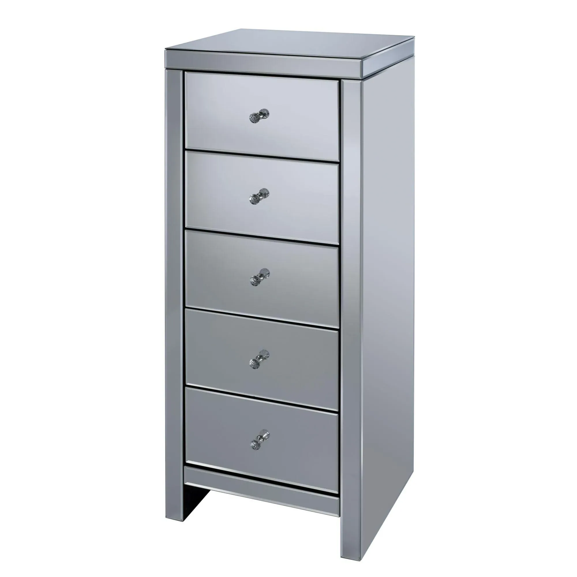 Seville 5 Drawer Tall Chest - Mirrored