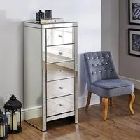 Seville 5 Drawer Tall Chest - Mirrored