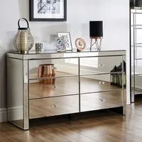 Seville 6 Drawer Wide Chest - Mirrored