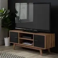 Shard 2 Door TV Unit - Walnut, Black