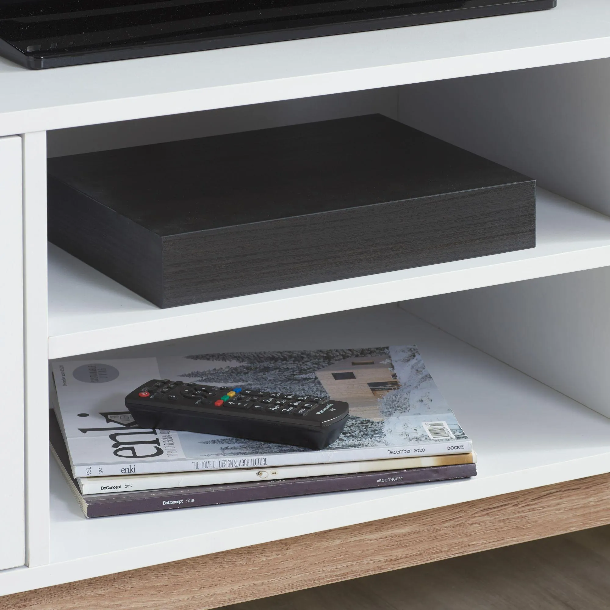 Shard 2 Door TV Unit - White, Oak