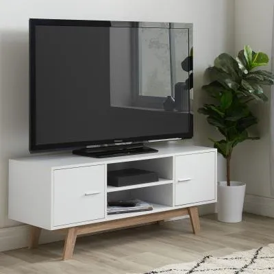Shard 2 Door TV Unit - White, Oak