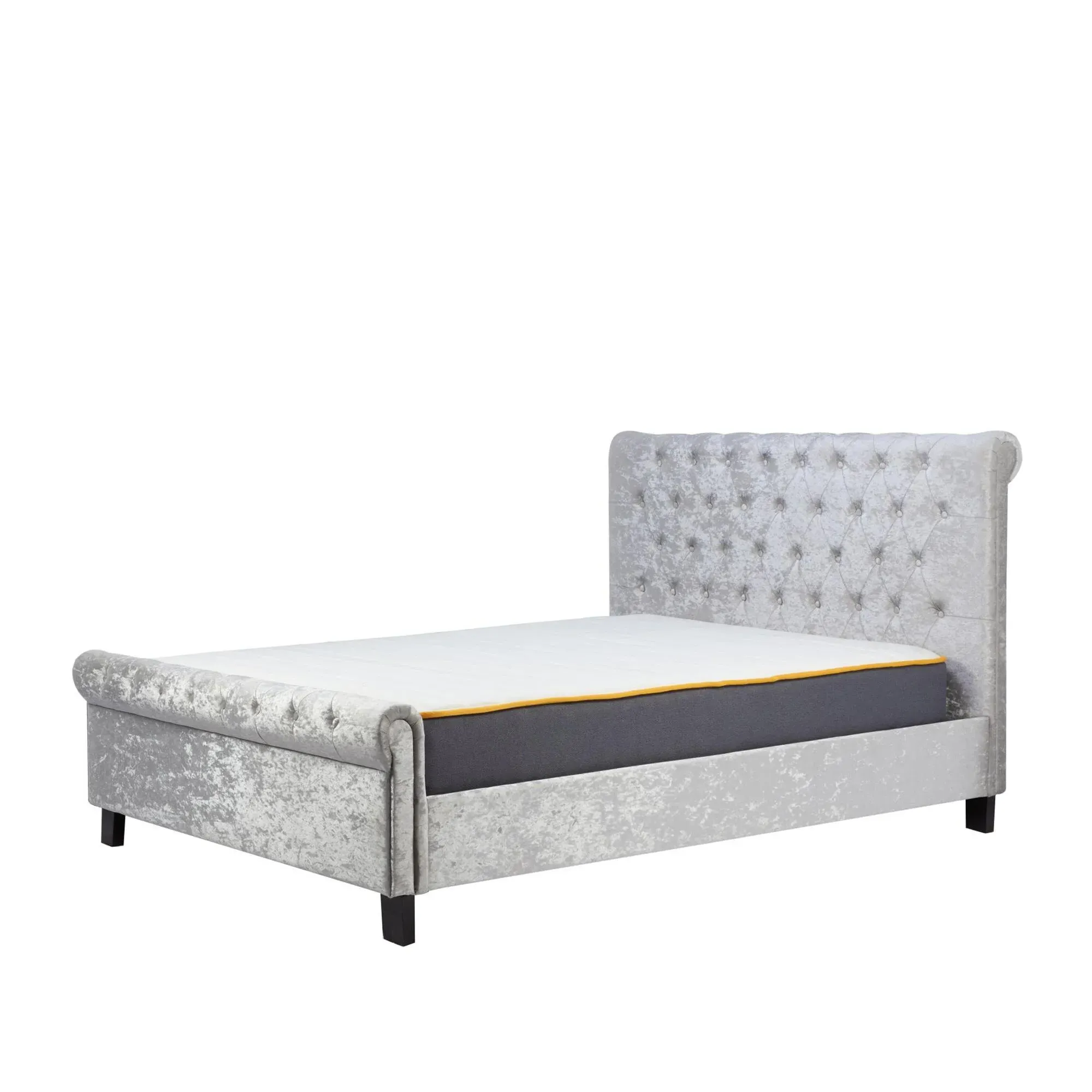 Sienna Fabric Bed - Steel Crushed Velvet