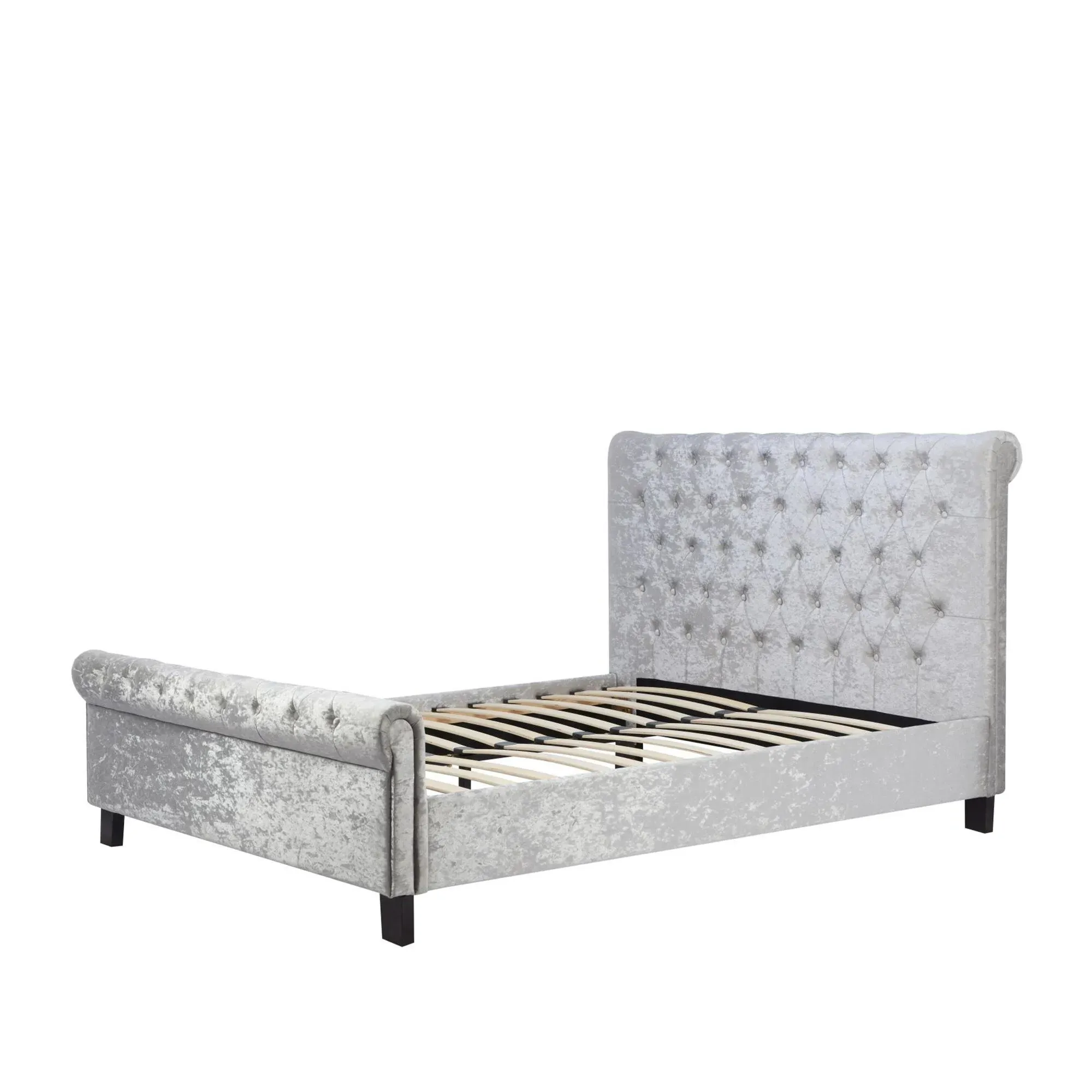 Sienna Fabric Bed - Steel Crushed Velvet