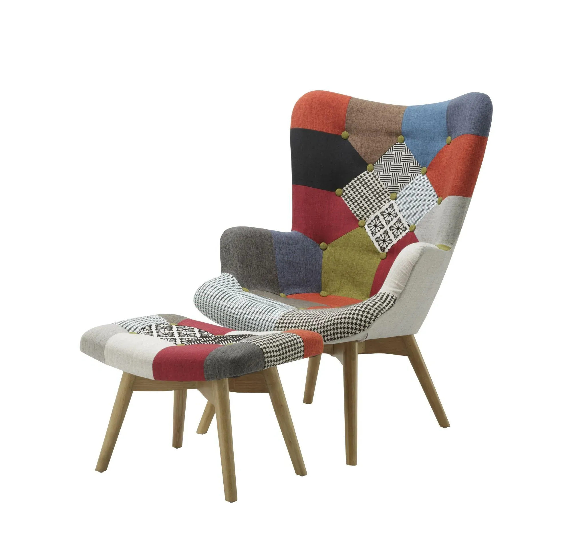 Sloane Patchwork Fabric Armchair - Multi Coloured