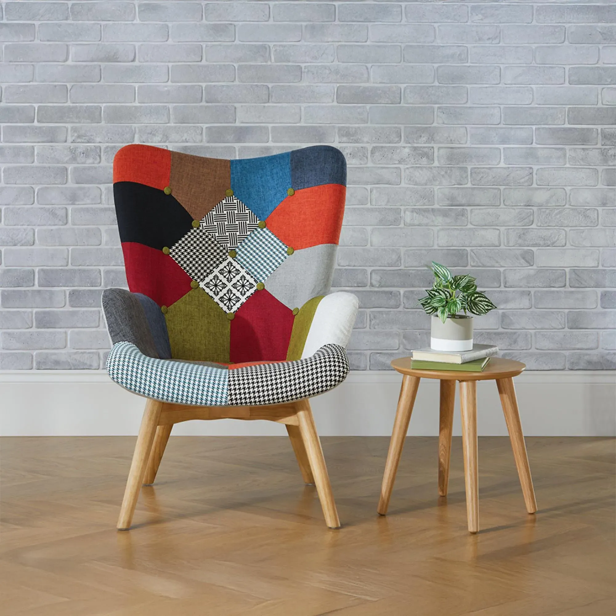 Sloane Patchwork Fabric Armchair - Multi Coloured