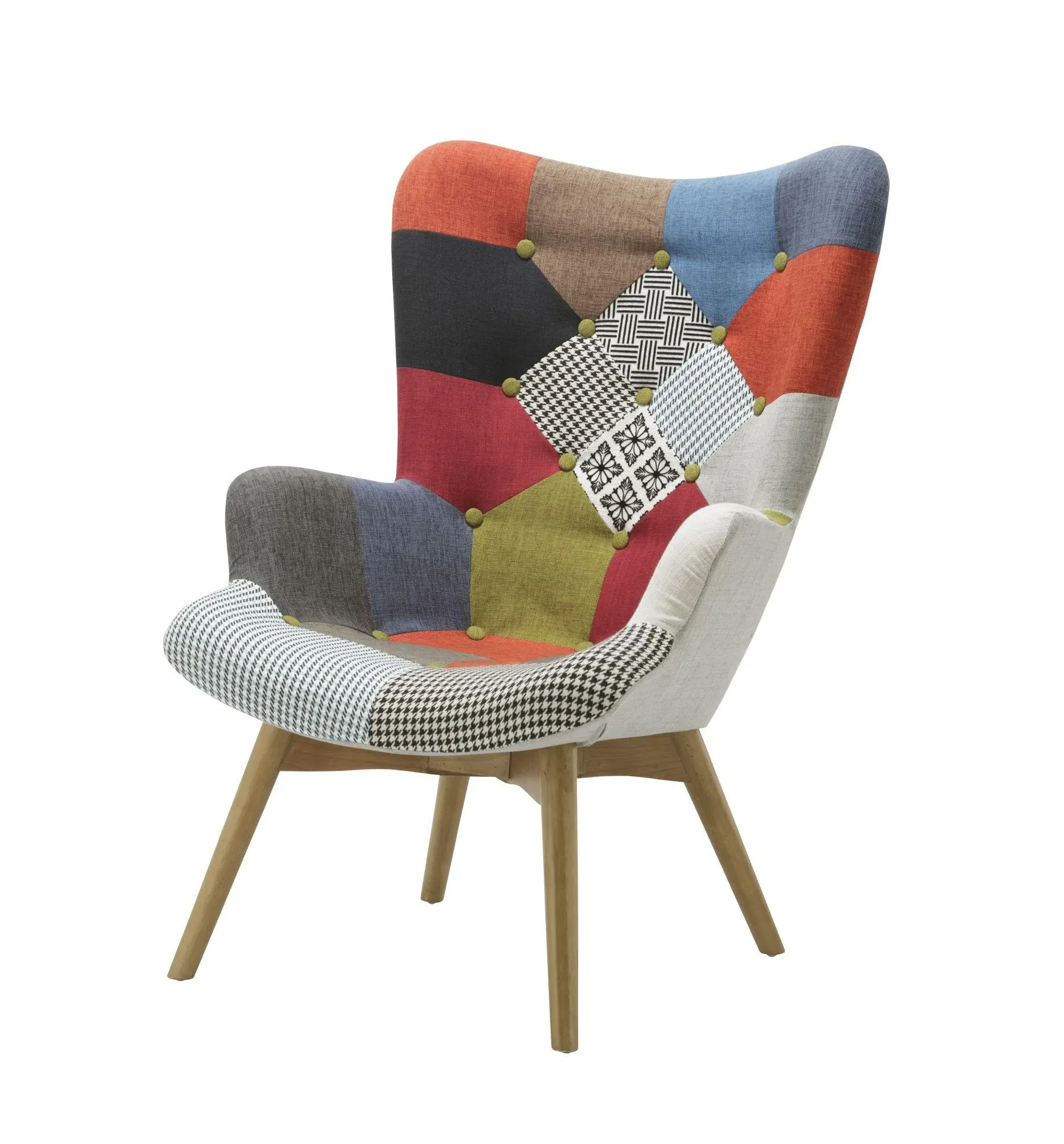 Sloane Patchwork Fabric Armchair - Multi Coloured