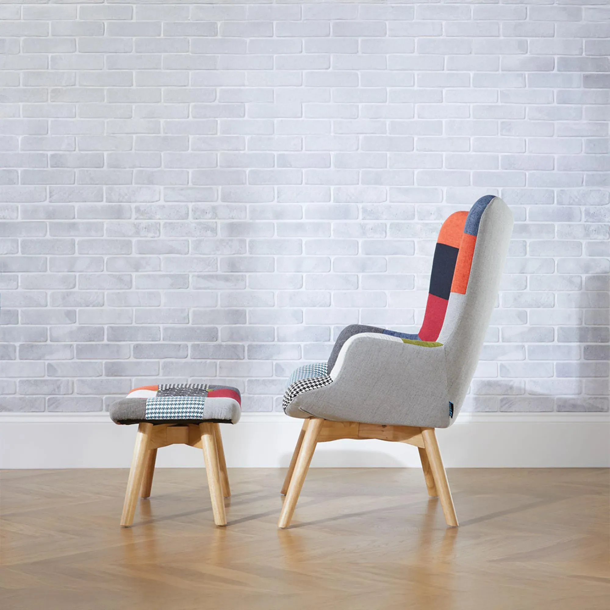 Sloane Patchwork Fabric Armchair - Multi Coloured