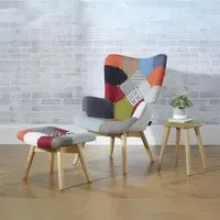 Sloane Patchwork Fabric Armchair - Multi Coloured