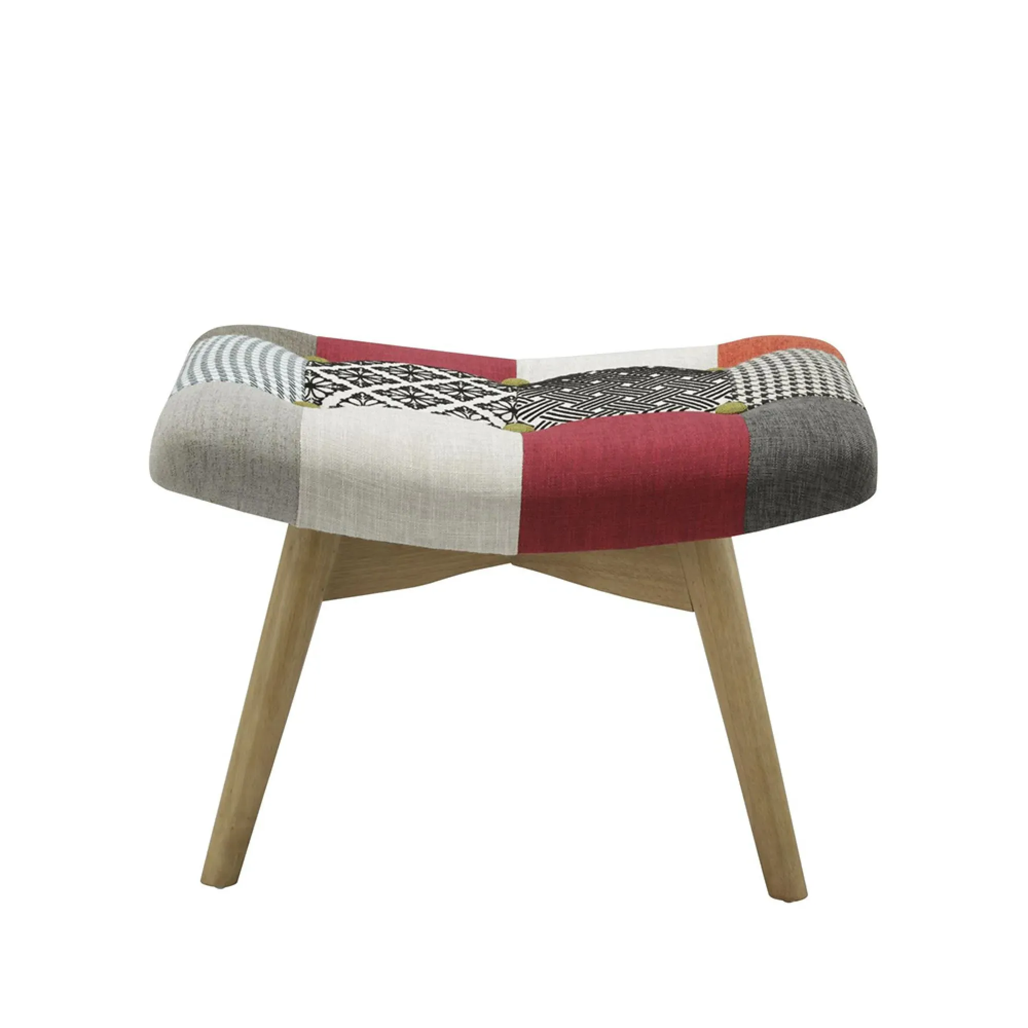 Sloane Patchwork Fabric Footstool - Multi Coloured
